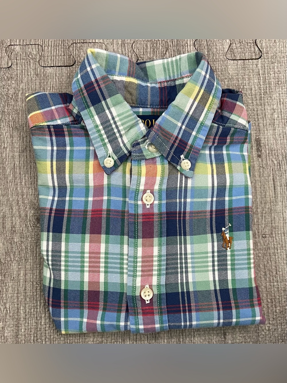 Polo Ralph Lauren Boys 3T Multicolor Plaid Logo Button-Up Shirt Short Sleeve